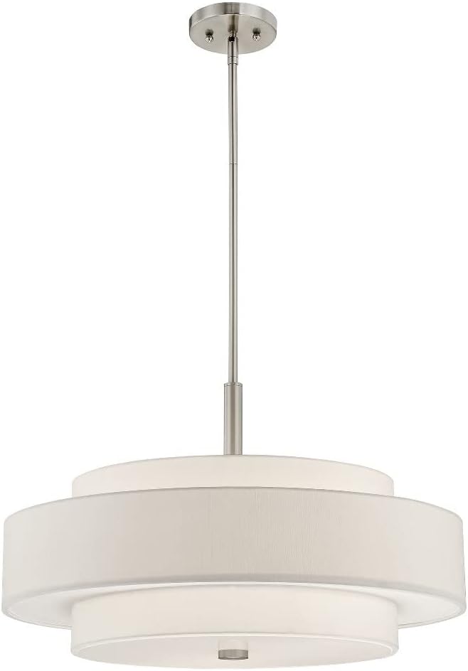 Livex Lighting Fabric Shade 50875-91 Meridian 5-Light Pendant, Brushed Nickel