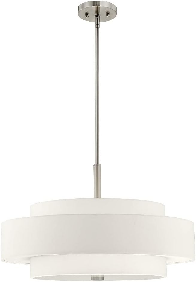 Livex Lighting Fabric Shade 50875-91 Meridian 5-Light Pendant, Brushed Nickel