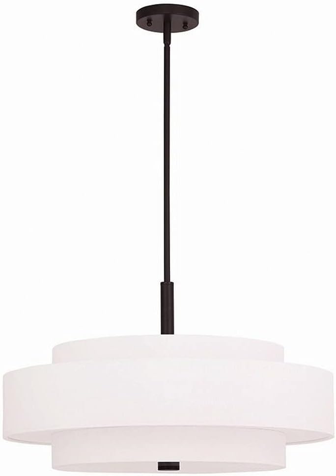 Livex Lighting Fabric Shade 50875-91 Meridian 5-Light Pendant, Brushed Nickel