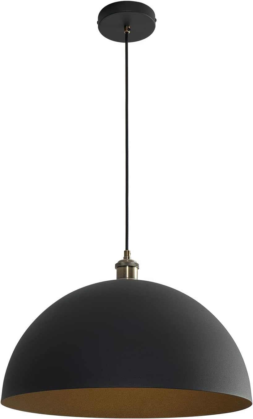 Vintage 2 pendant light,Industrial Pendant Light,17.72 inches large diameter, Line length 78.74" black and gold pendant light, widely used in the kitchen island, bedroom, dining room, hallway, garage