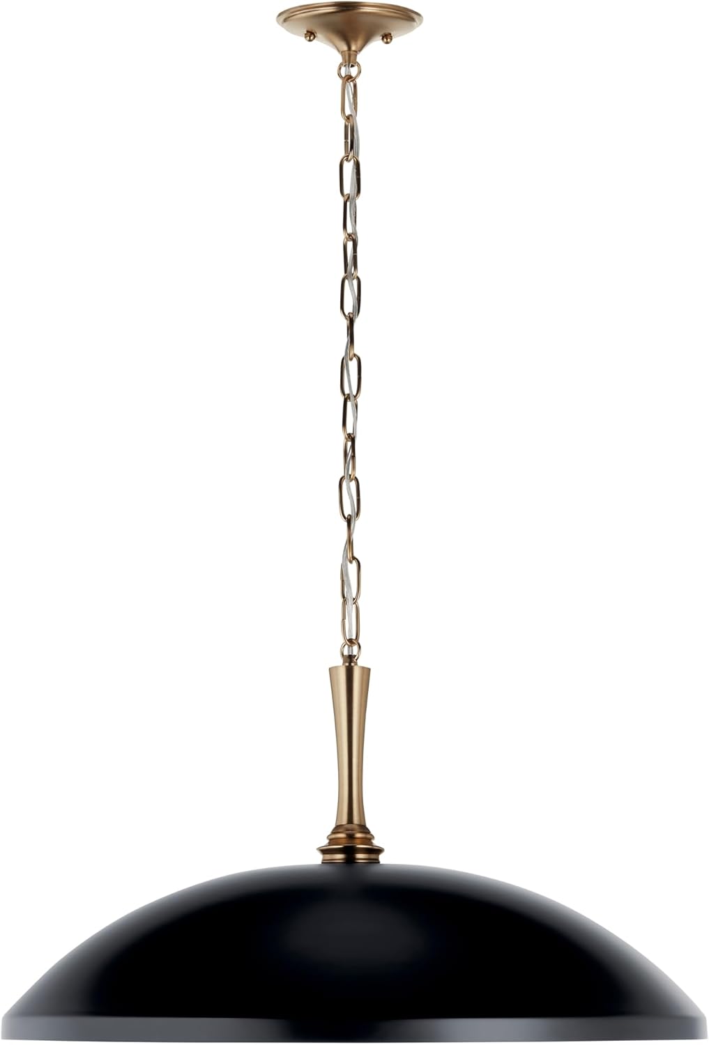 KICHLER Delarosa 1-Light Pendant, Updated Traditional Light in White and Champagne Bronze, Sloped Ceiling Compatible, for Your Kitchen, Dining Room or Hallway (12.75" x 24.25"), 52637WH