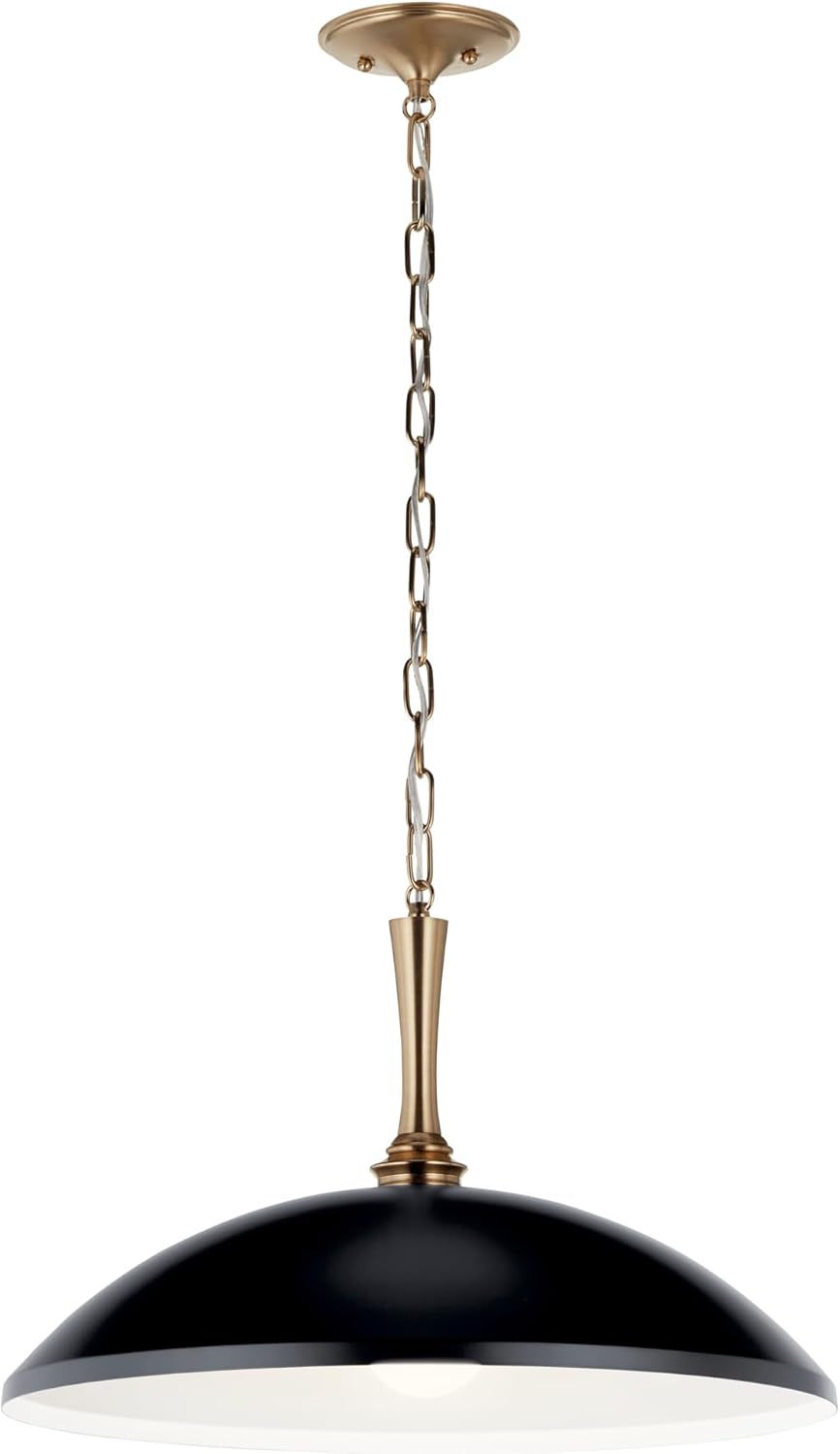 KICHLER Delarosa 1-Light Pendant, Updated Traditional Light in White and Champagne Bronze, Sloped Ceiling Compatible, for Your Kitchen, Dining Room or Hallway (12.75" x 24.25"), 52637WH