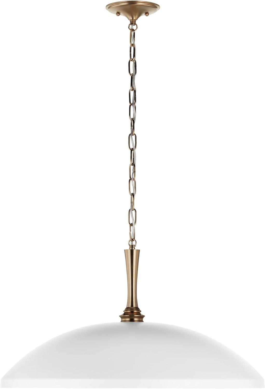 KICHLER Delarosa 1-Light Pendant, Updated Traditional Light in White and Champagne Bronze, Sloped Ceiling Compatible, for Your Kitchen, Dining Room or Hallway (12.75" x 24.25"), 52637WH