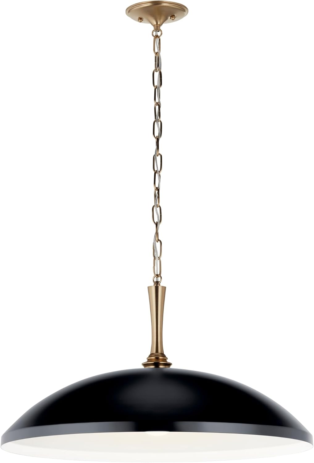 KICHLER Delarosa 1-Light Pendant, Updated Traditional Light in White and Champagne Bronze, Sloped Ceiling Compatible, for Your Kitchen, Dining Room or Hallway (12.75" x 24.25"), 52637WH