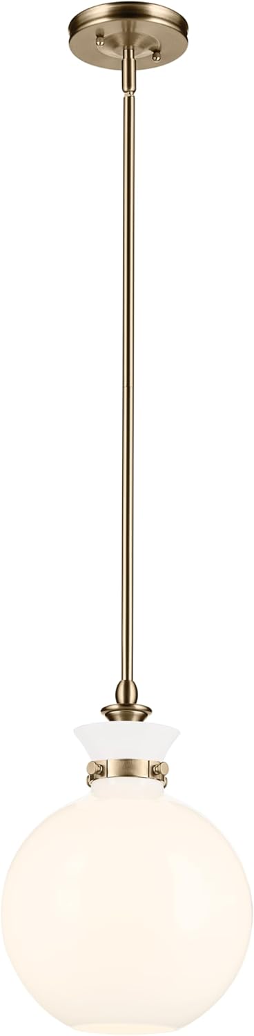 Kichler Laria 1-Light Pendant, Updated Traditional Light, Sloped Ceiling Compatible, for Kitchen with Clear Glass in Champagne Bronze (19.5" x 15"), 52778CPZCLR