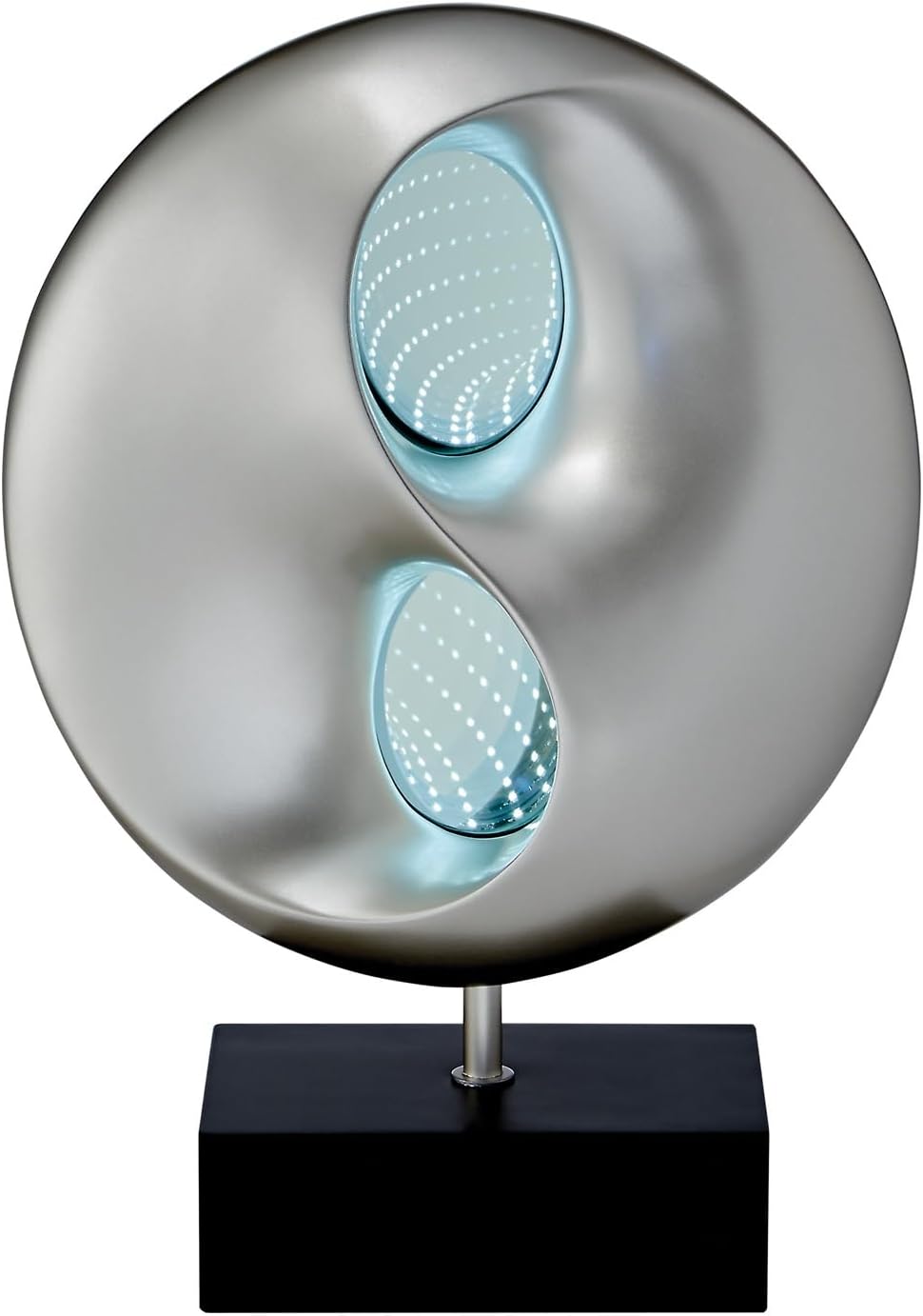 Ultra-Modern Infinity Mirror Table Lamp with LED Lights - Black and Silver Finish Night Light for Bedroom and Living Room