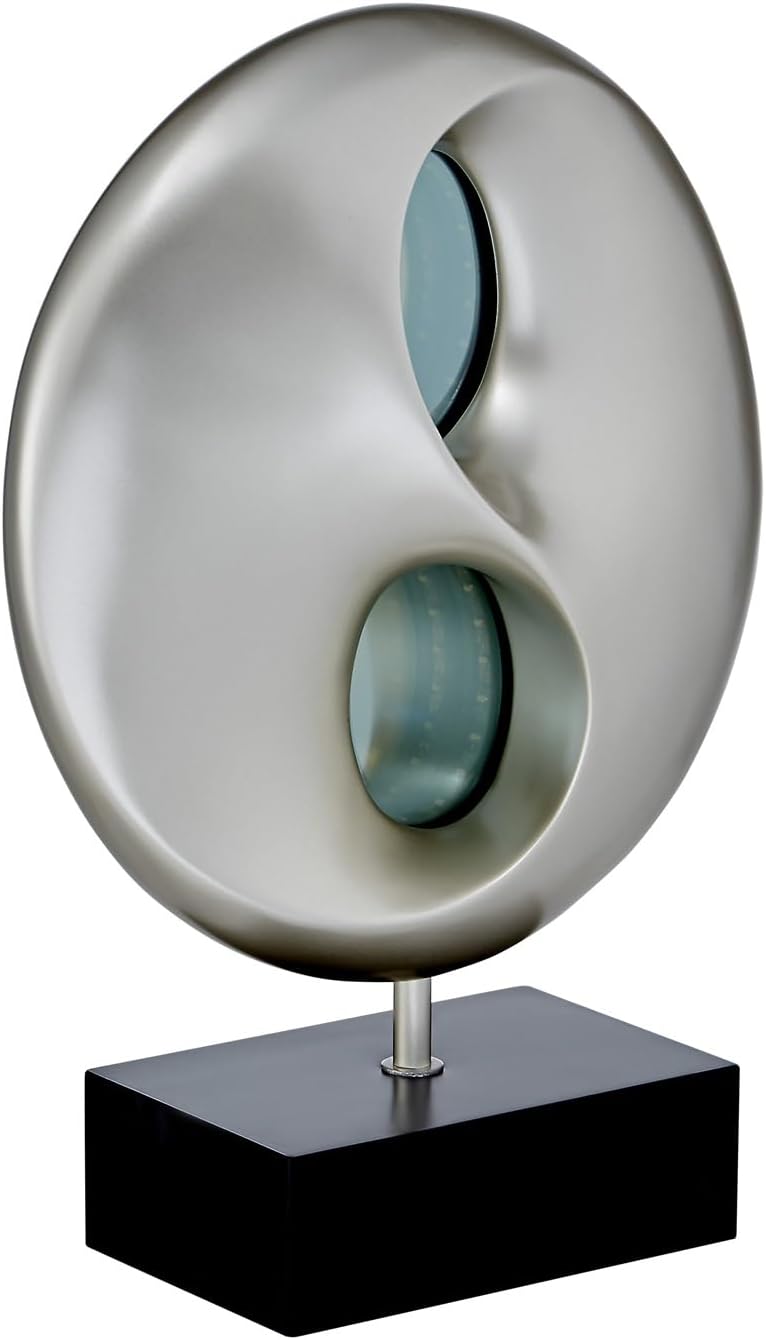 Ultra-Modern Infinity Mirror Table Lamp with LED Lights - Black and Silver Finish Night Light for Bedroom and Living Room
