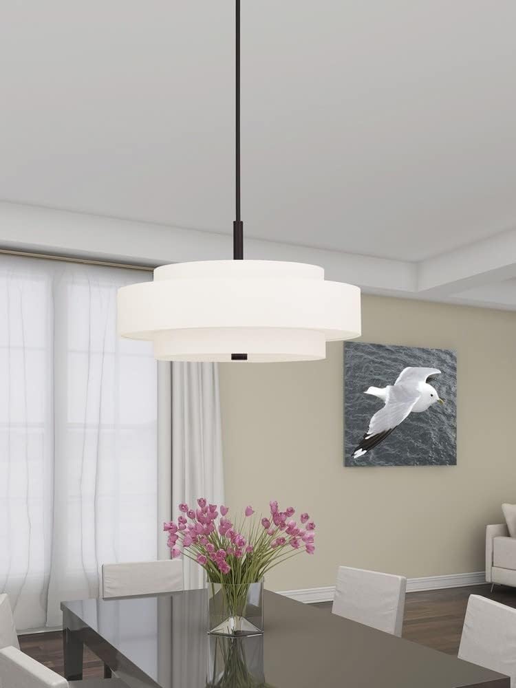 Livex Lighting Fabric Shade 50875-91 Meridian 5-Light Pendant, Brushed Nickel