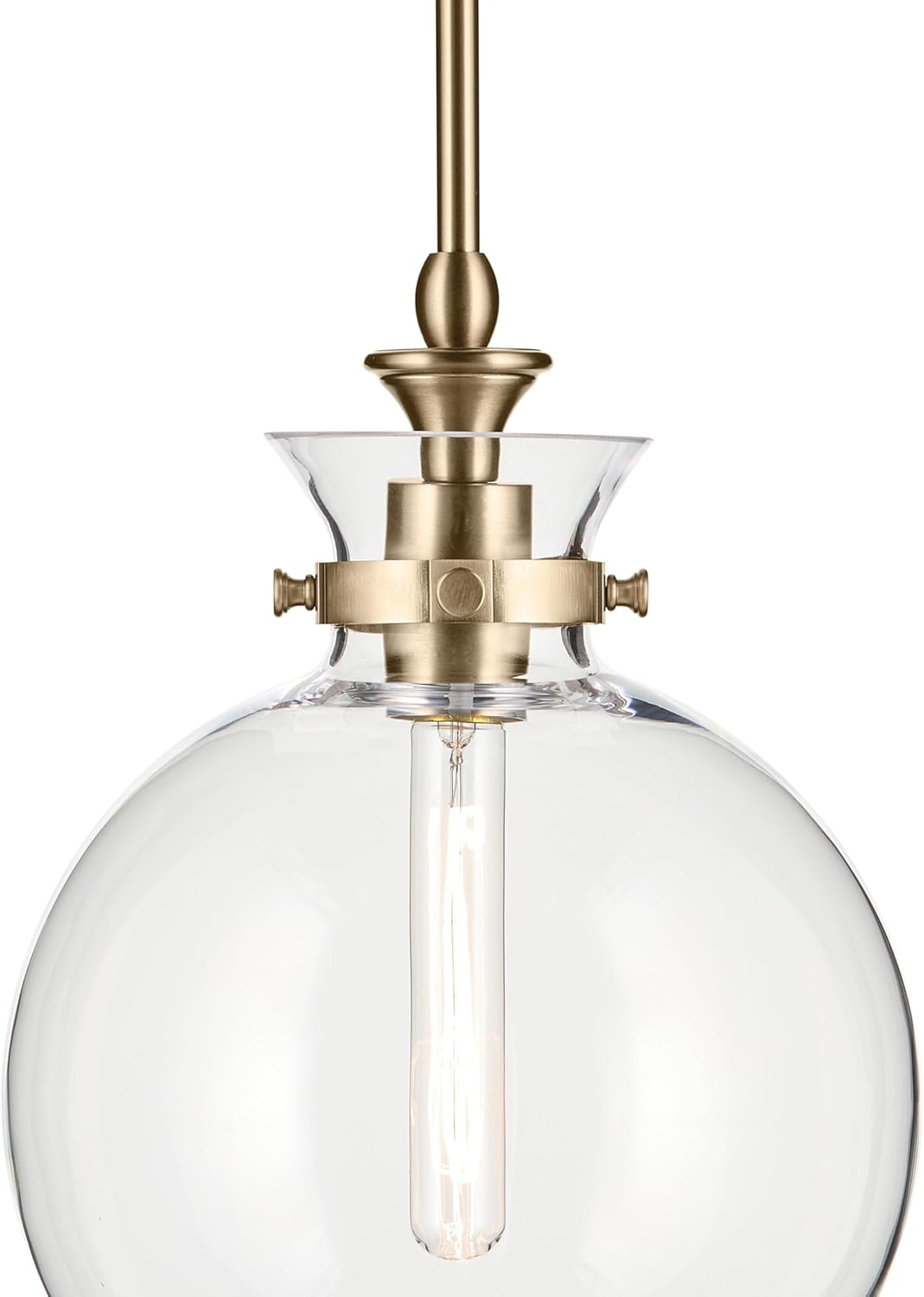 Kichler Laria 1-Light Pendant, Updated Traditional Light, Sloped Ceiling Compatible, for Kitchen with Clear Glass in Champagne Bronze (19.5" x 15"), 52778CPZCLR