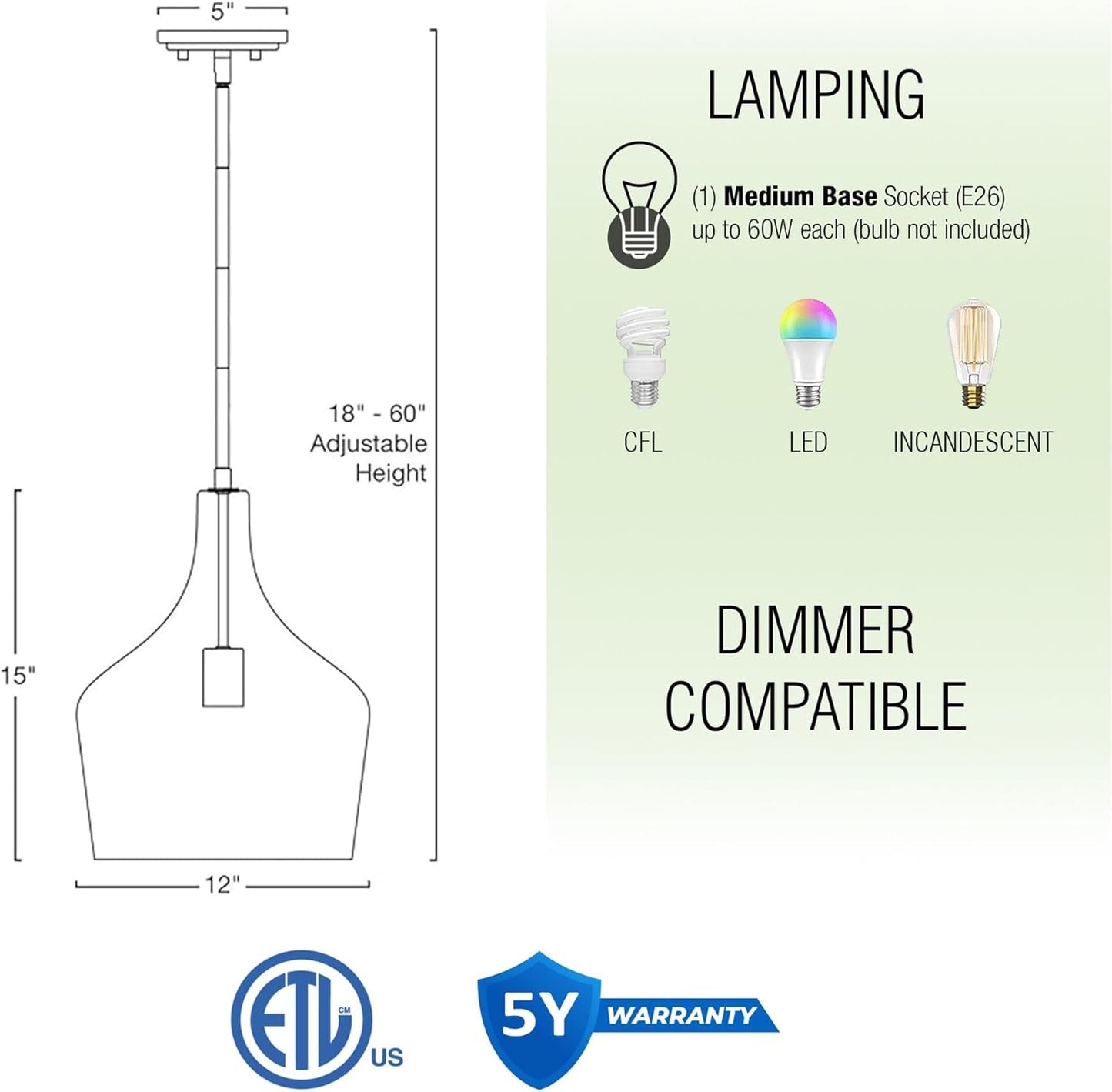 Kira Home Lucy 16" Modern Pendant Light + Clear Glass Vase Shade, Adjustable Hanging Height, Cool Brass Finish