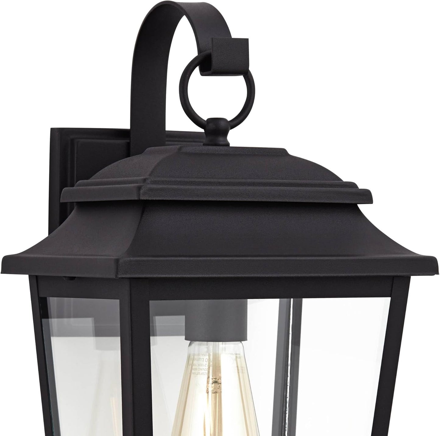John Timberland Bellis Verde Modern Outdoor Wall Light Fixtures Set of 2 Textured Black Lantern Frame 15 1/4" Clear Glass Panels for Post Exterior Barn Deck House Porch Yard Patio Garage Garden