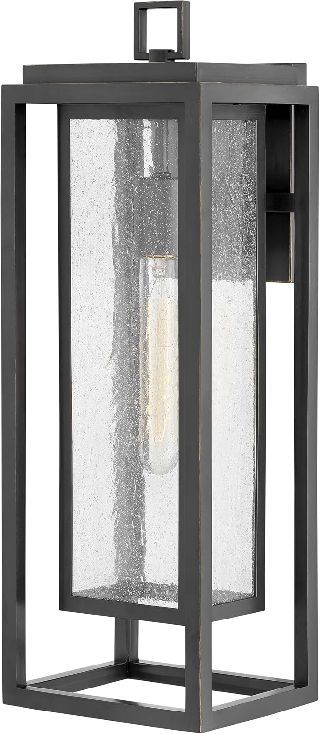 Hinkley Republic 1004OZ Medium Outdoor Wall Mount Lantern - Transitional/Modern, Double Frame Design, Coastal Elements Collection - Oil Rubbed Bronze