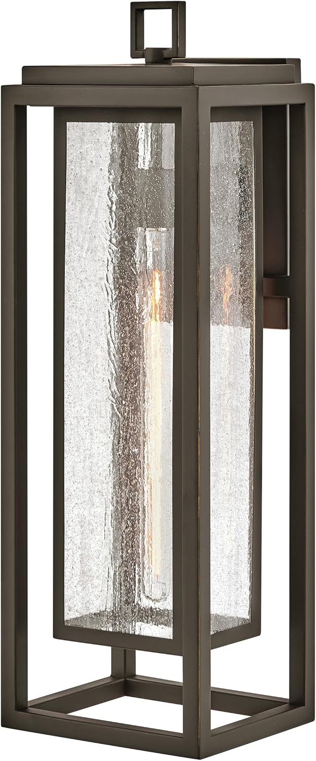 Hinkley Republic 1004OZ Medium Outdoor Wall Mount Lantern - Transitional/Modern, Double Frame Design, Coastal Elements Collection - Oil Rubbed Bronze