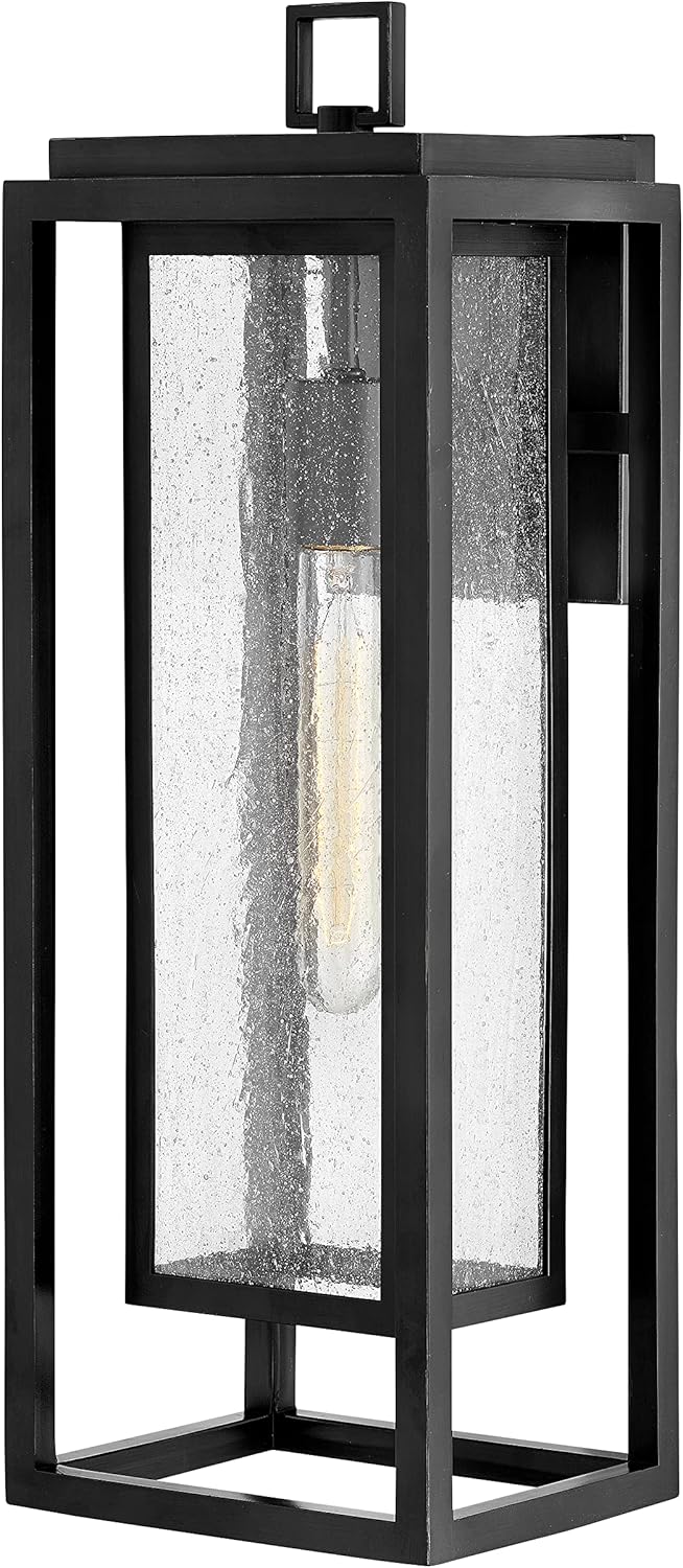 Hinkley Republic 1005BK-LL Large Outdoor LED Wall Mount Lantern Light - Transitional/Modern, Double Frame Design, Coastal Elements Collection - Black