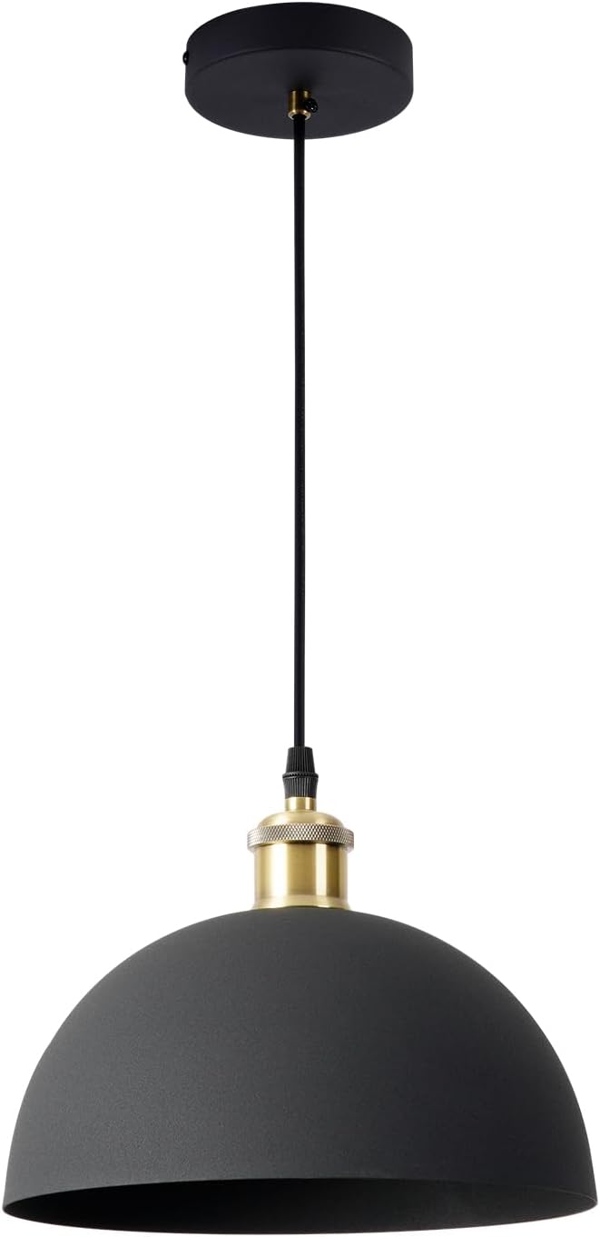 Vintage 2 pendant light,Industrial Pendant Light,17.72 inches large diameter, Line length 78.74" black and gold pendant light, widely used in the kitchen island, bedroom, dining room, hallway, garage