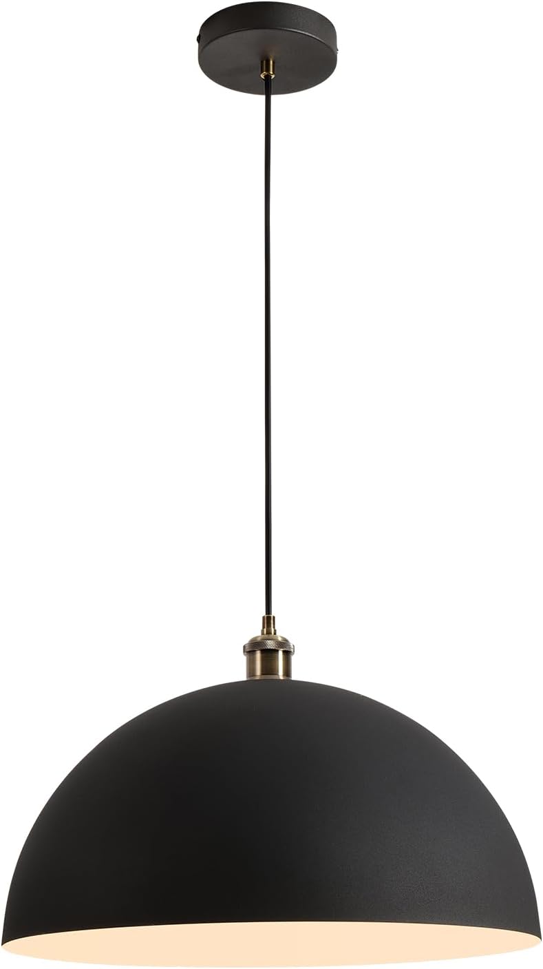 Vintage 2 pendant light,Industrial Pendant Light,17.72 inches large diameter, Line length 78.74" black and gold pendant light, widely used in the kitchen island, bedroom, dining room, hallway, garage