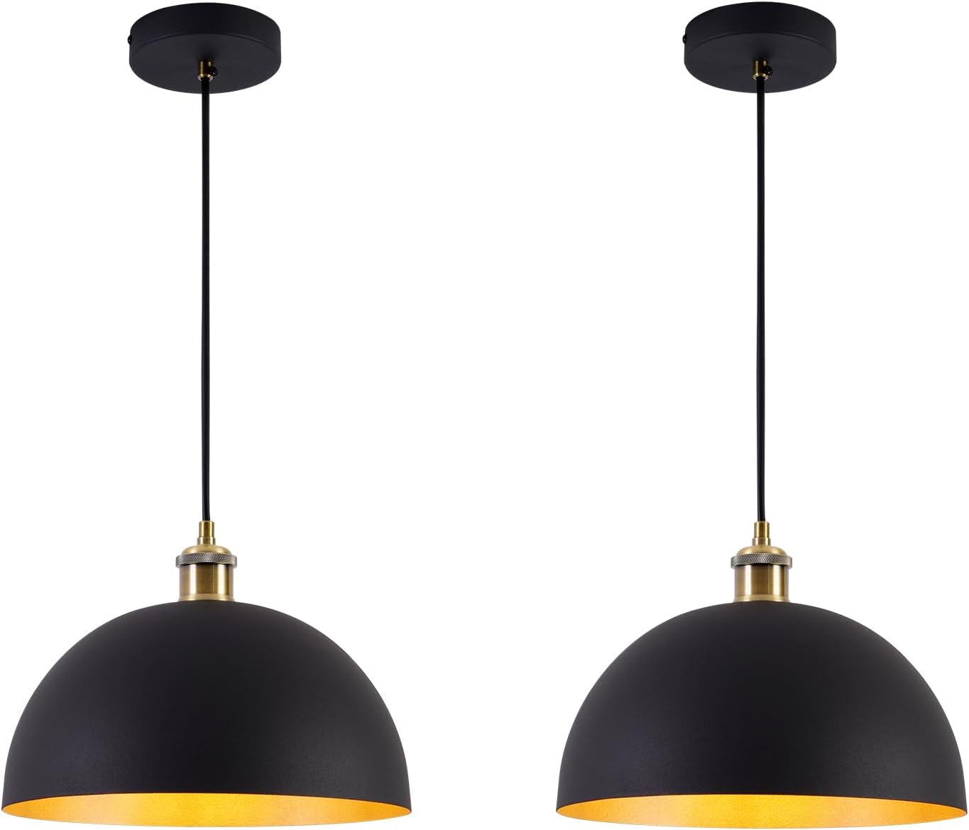 Vintage 2 pendant light,Industrial Pendant Light,17.72 inches large diameter, Line length 78.74" black and gold pendant light, widely used in the kitchen island, bedroom, dining room, hallway, garage