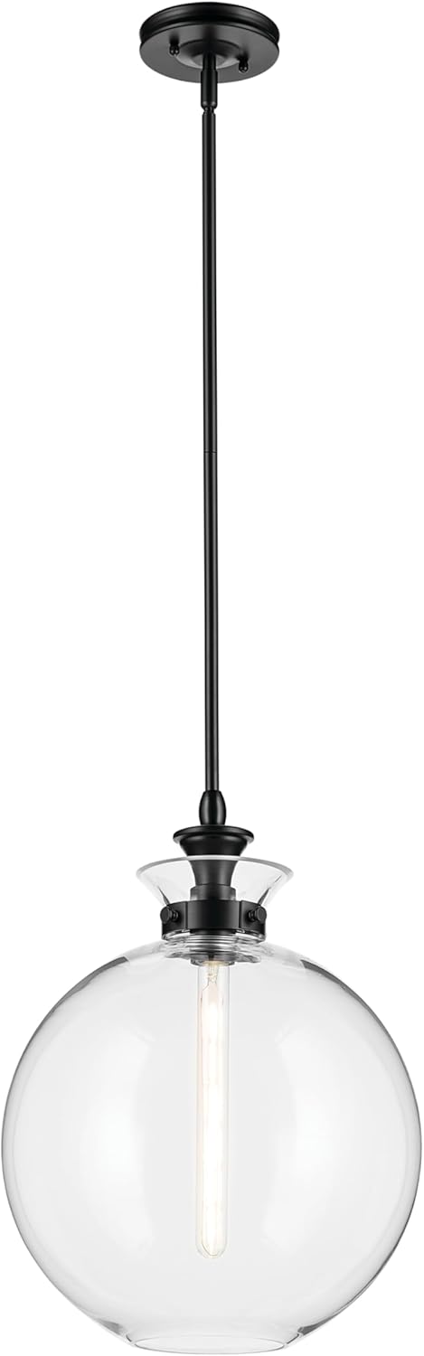 Kichler Laria 1-Light Pendant, Updated Traditional Light, Sloped Ceiling Compatible, for Kitchen with Clear Glass in Champagne Bronze (19.5" x 15"), 52778CPZCLR