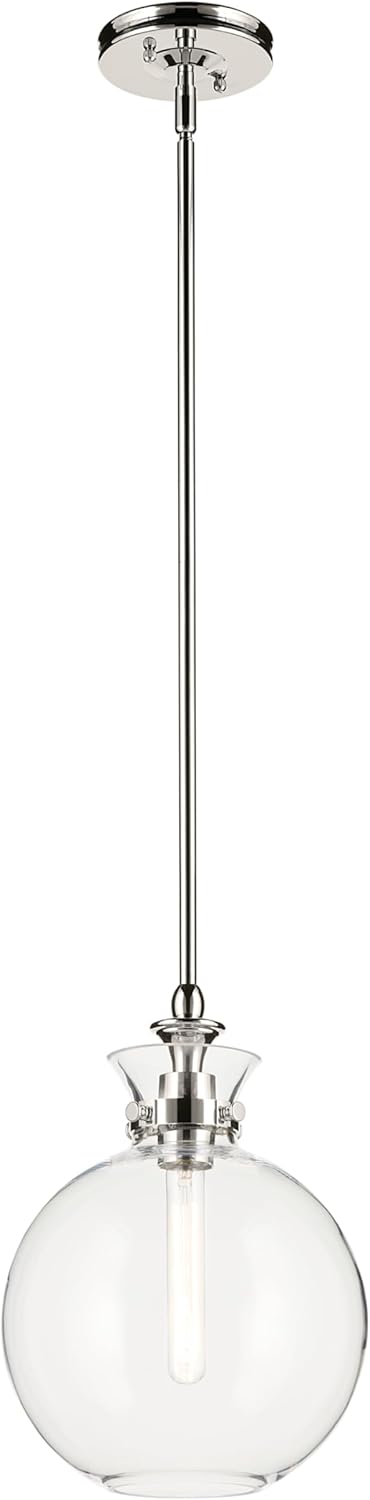 Kichler Laria 1-Light Pendant, Updated Traditional Light, Sloped Ceiling Compatible, for Kitchen with Clear Glass in Champagne Bronze (19.5" x 15"), 52778CPZCLR