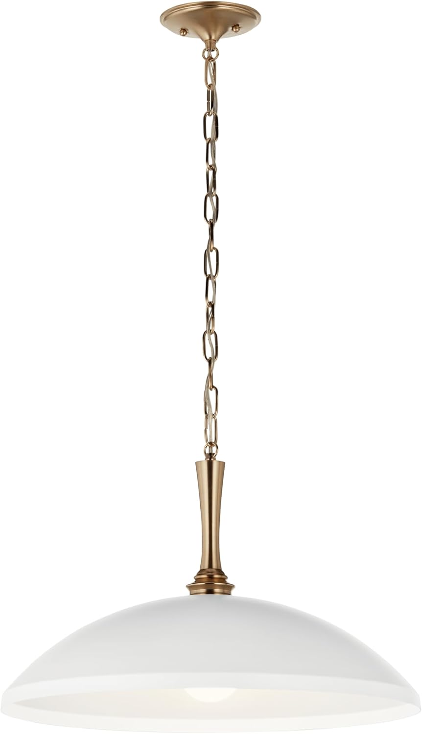 KICHLER Delarosa 1-Light Pendant, Updated Traditional Light in White and Champagne Bronze, Sloped Ceiling Compatible, for Your Kitchen, Dining Room or Hallway (12.75" x 24.25"), 52637WH