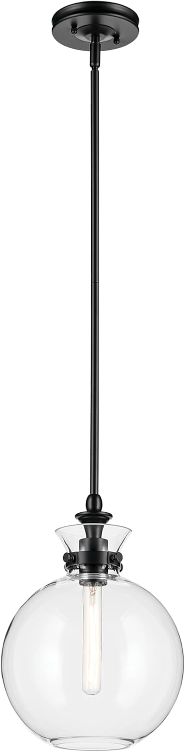 Kichler Laria 1-Light Pendant, Updated Traditional Light, Sloped Ceiling Compatible, for Kitchen with Clear Glass in Champagne Bronze (19.5" x 15"), 52778CPZCLR