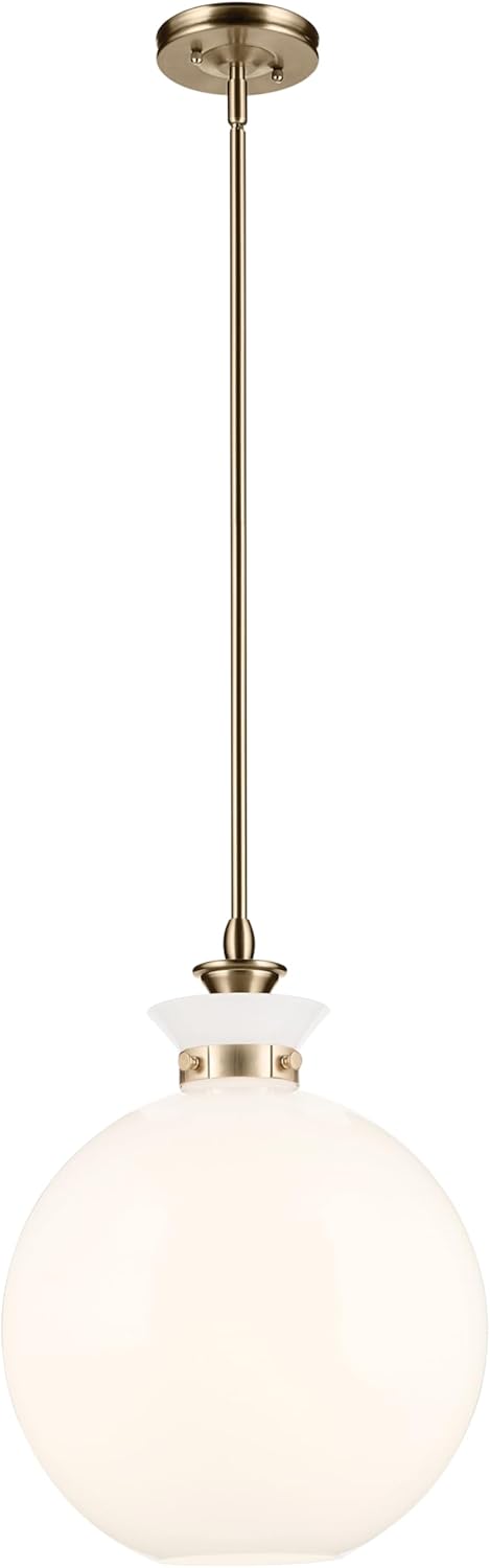 Kichler Laria 1-Light Pendant, Updated Traditional Light, Sloped Ceiling Compatible, for Kitchen with Clear Glass in Champagne Bronze (19.5" x 15"), 52778CPZCLR