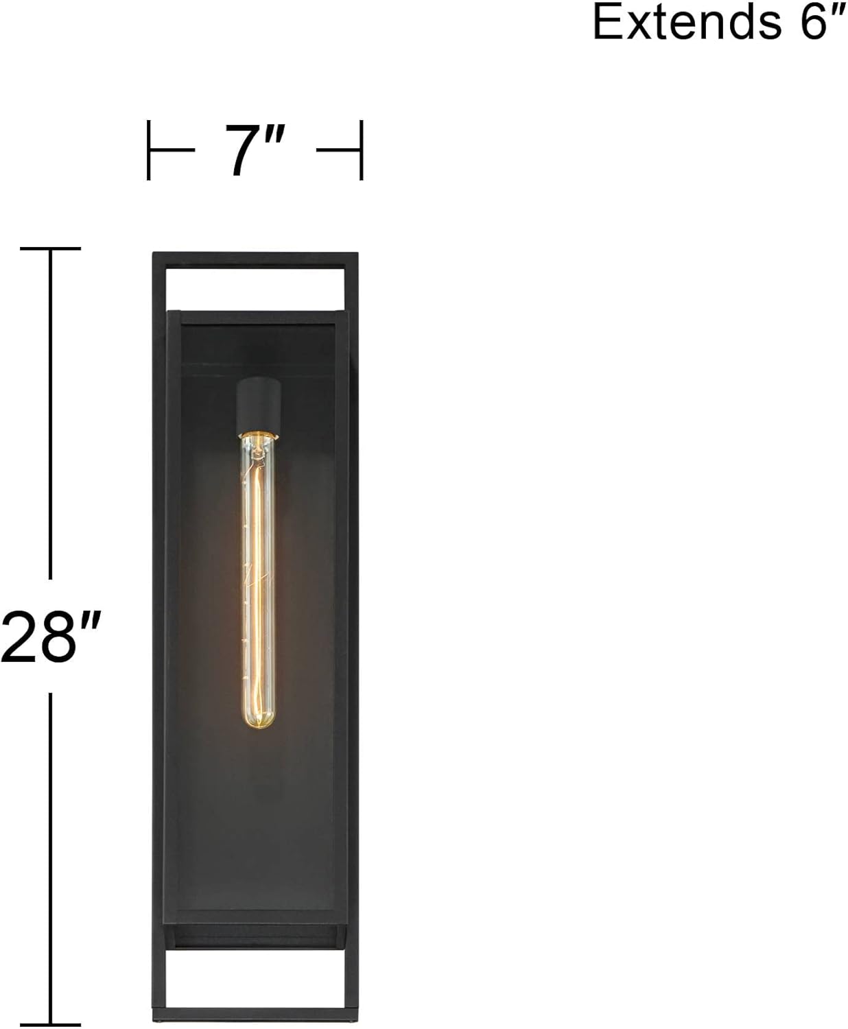 Possini Euro Design Jericho 28" High Modern Farmhouse Rustic Outdoor Wall Light Fixture Mount Porch House Exterior Outside Lantern Edison Bulb Textured Black Finish Metal Clear Glass Shade