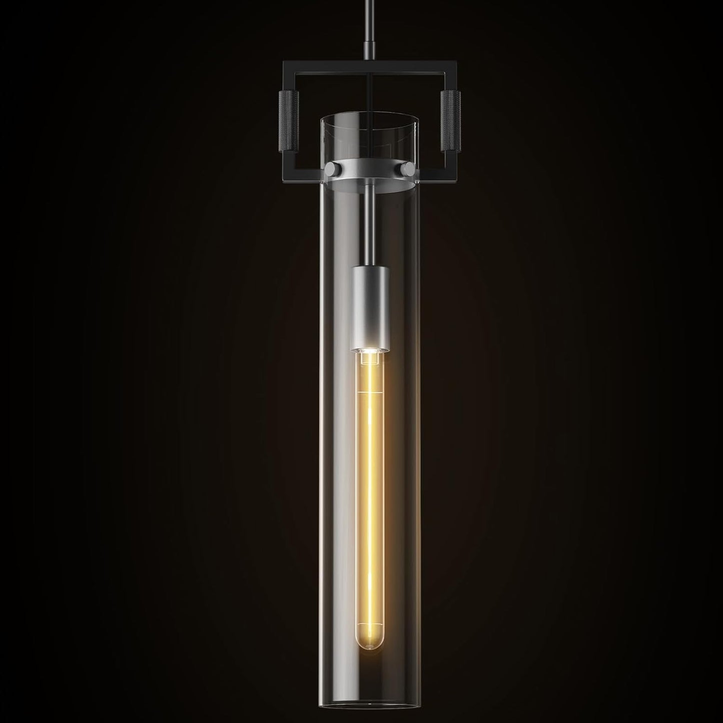 Modern Gold Pendant Light Fixture Set of 2-21.6 Inch Adjustable Hanging Chandelier with Glass Shade & Brass Finish, Large Farmhouse Island Lighting for Kitchen, Dining Room, Bathroom
