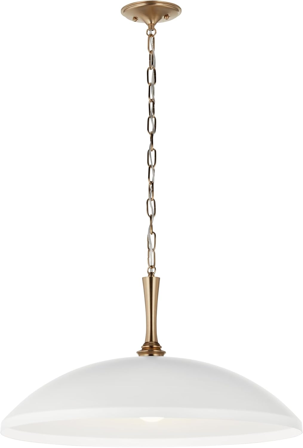KICHLER Delarosa 1-Light Pendant, Updated Traditional Light in White and Champagne Bronze, Sloped Ceiling Compatible, for Your Kitchen, Dining Room or Hallway (12.75" x 24.25"), 52637WH