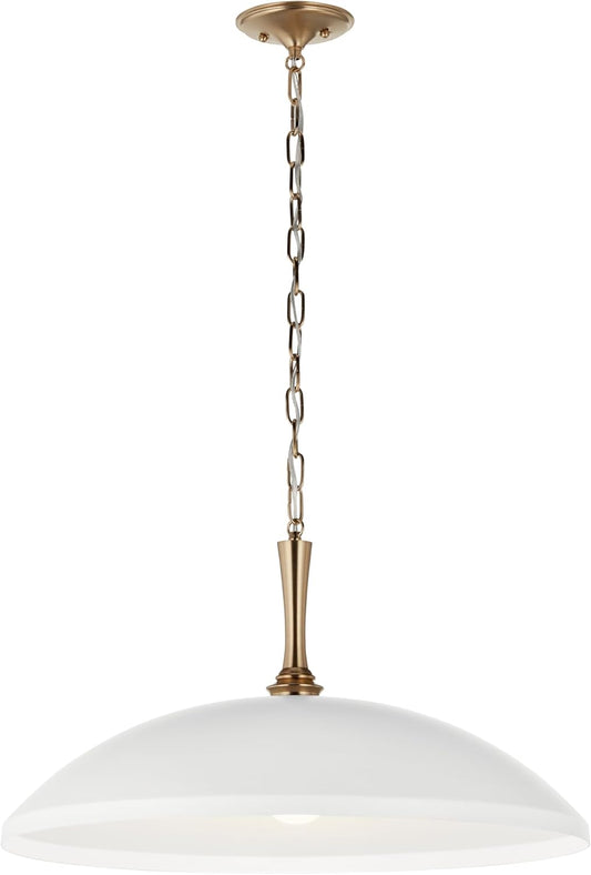 KICHLER Delarosa 1-Light Pendant, Updated Traditional Light in White and Champagne Bronze, Sloped Ceiling Compatible, for Your Kitchen, Dining Room or Hallway (12.75" x 24.25"), 52637WH