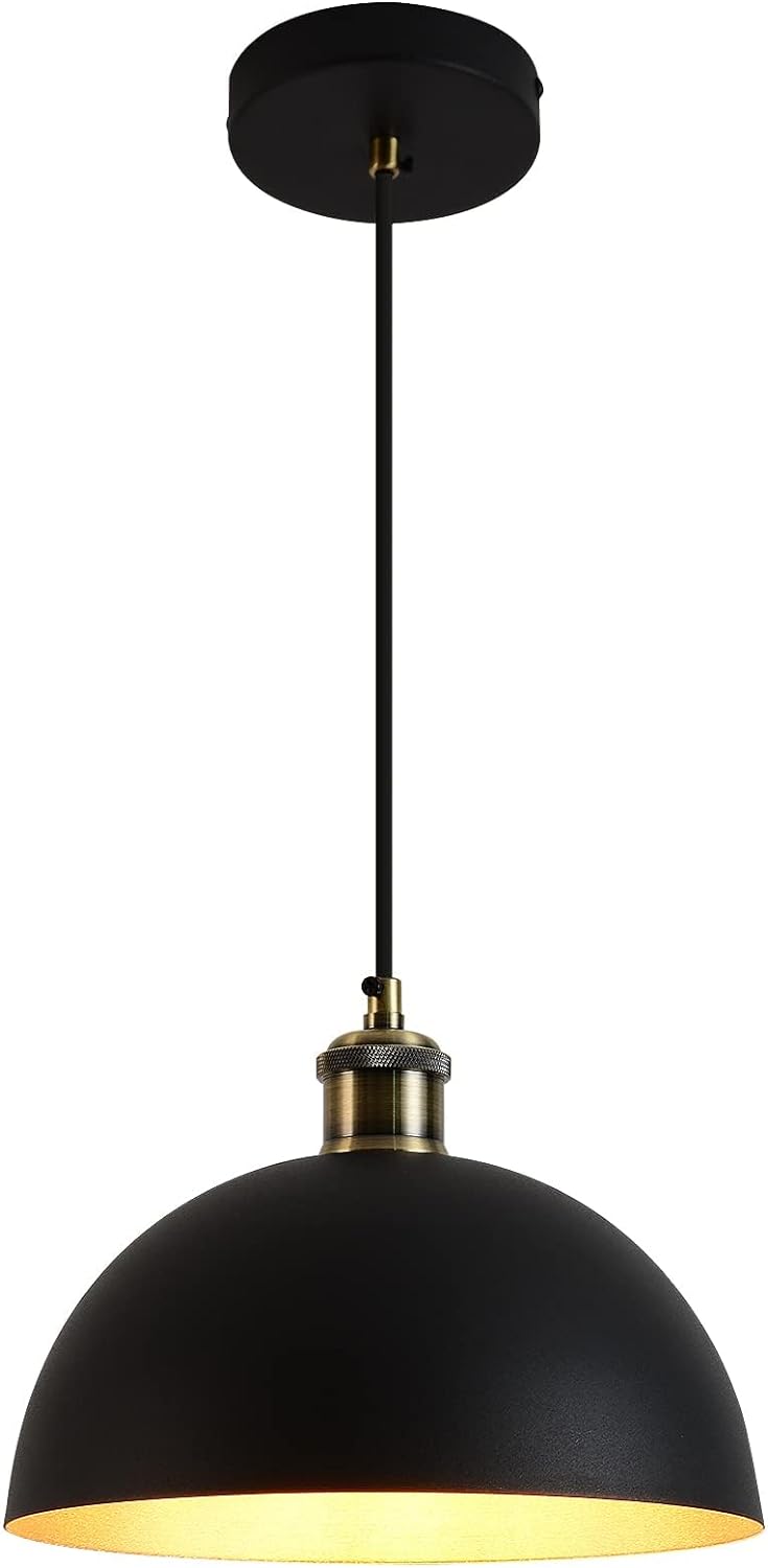 Vintage 2 pendant light,Industrial Pendant Light,17.72 inches large diameter, Line length 78.74" black and gold pendant light, widely used in the kitchen island, bedroom, dining room, hallway, garage