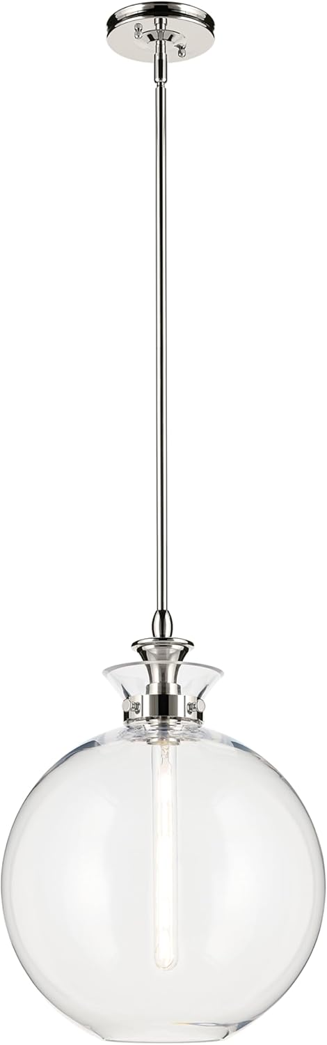 Kichler Laria 1-Light Pendant, Updated Traditional Light, Sloped Ceiling Compatible, for Kitchen with Clear Glass in Champagne Bronze (19.5" x 15"), 52778CPZCLR