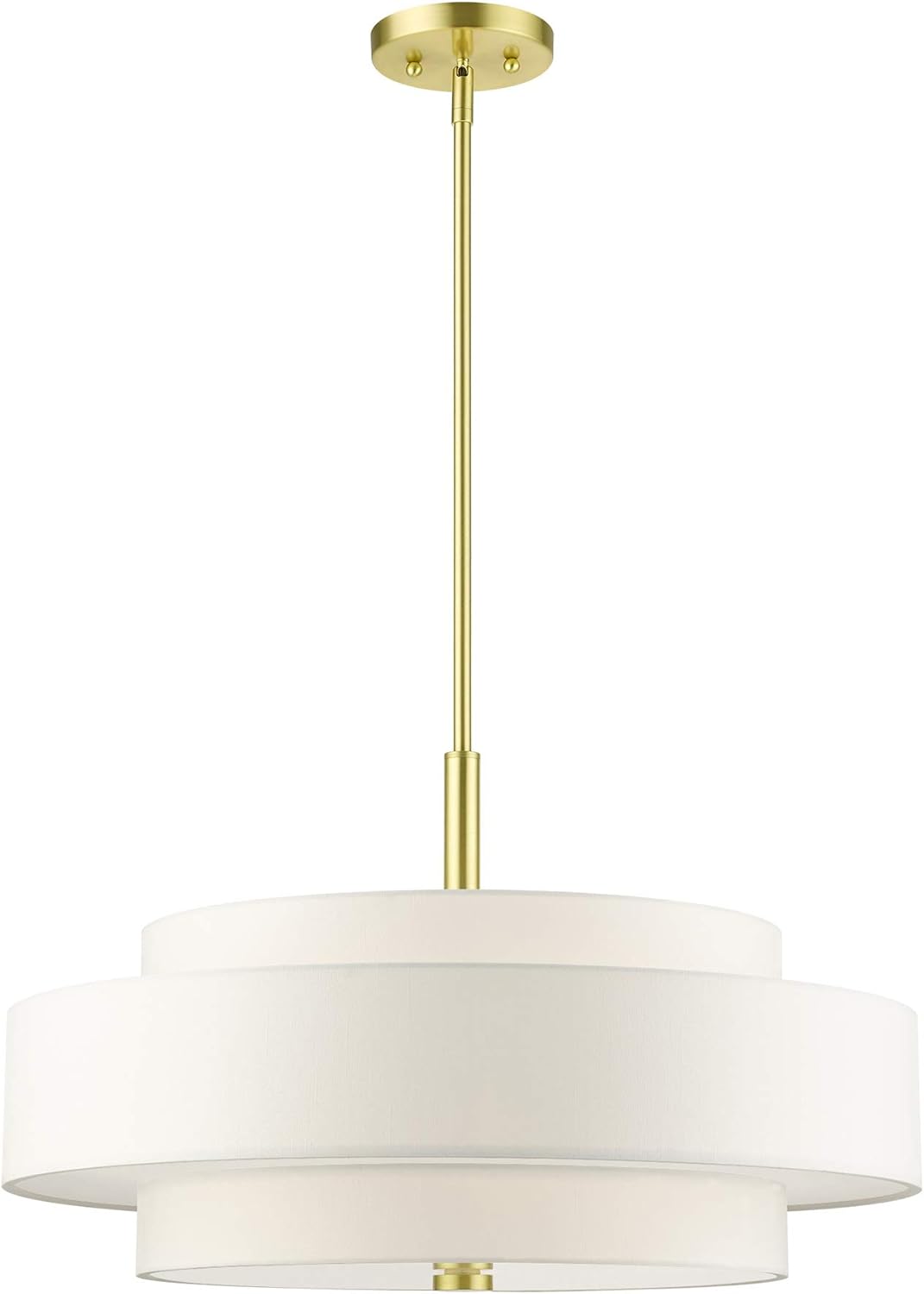 Livex Lighting Fabric Shade 50875-91 Meridian 5-Light Pendant, Brushed Nickel