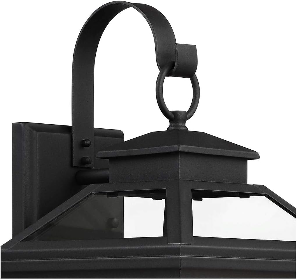 Stratton Street Traditional Outdoor Wall Light Textured Black Steel 16 1/2" Clear Glass Lantern for Exterior House Porch Patio Outside Deck Garage Yard Front Door Garden Home - John Timberland