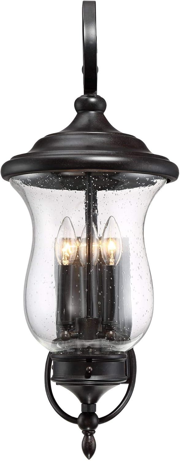Franklin Iron Works Carriage Traditional Outdoor Wall Light Fixture LED Dimmable Bronze 26 3/4" Clear Seedy Glass for Exterior House Porch Patio Outside Deck Garage Yard Front Door Garden Home