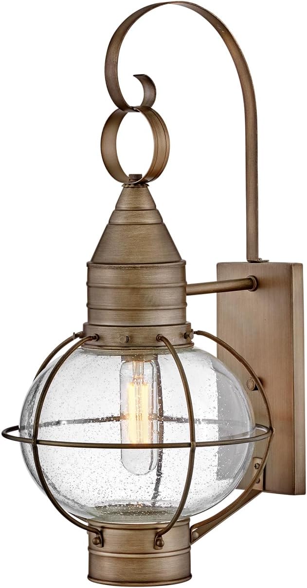 Hinkley Cape Cod 2200DZ Medium Wall Mount Onion Lantern - Clear Seedy Glass, Wet Rated - Aged Zinc