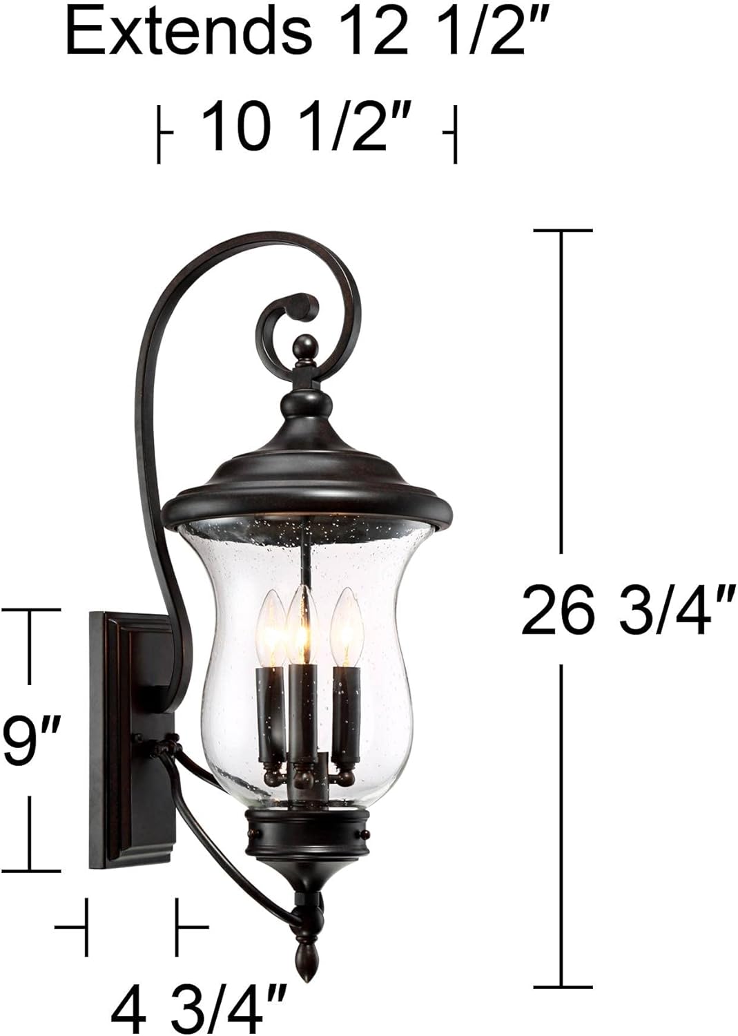 Franklin Iron Works Carriage Traditional Outdoor Wall Light Fixture LED Dimmable Bronze 26 3/4" Clear Seedy Glass for Exterior House Porch Patio Outside Deck Garage Yard Front Door Garden Home