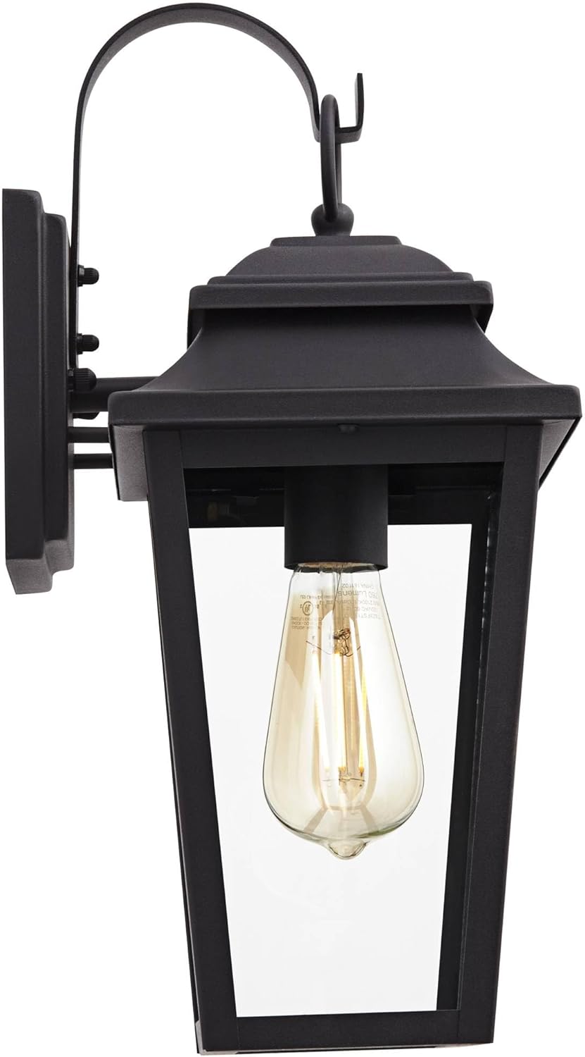 John Timberland Bellis Verde Modern Outdoor Wall Light Fixtures Set of 2 Textured Black Lantern Frame 15 1/4" Clear Glass Panels for Post Exterior Barn Deck House Porch Yard Patio Garage Garden