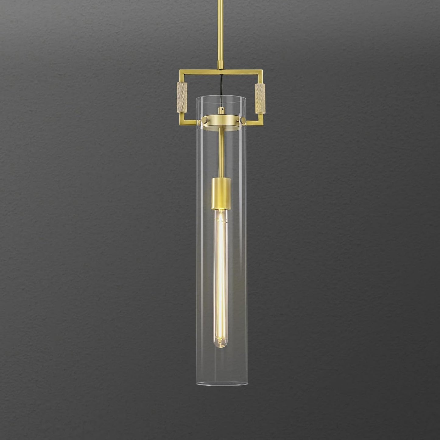 Brass Pendant Lights Kitchen Island, Modern Gold Pendant Lights 2 Pack,12Inch Glass Knurled Kitchen Pendant Lighting Over Island,Farmhouse Island Lights For Kitchen Sink,Bathroom,Bedroom,Dinning Table