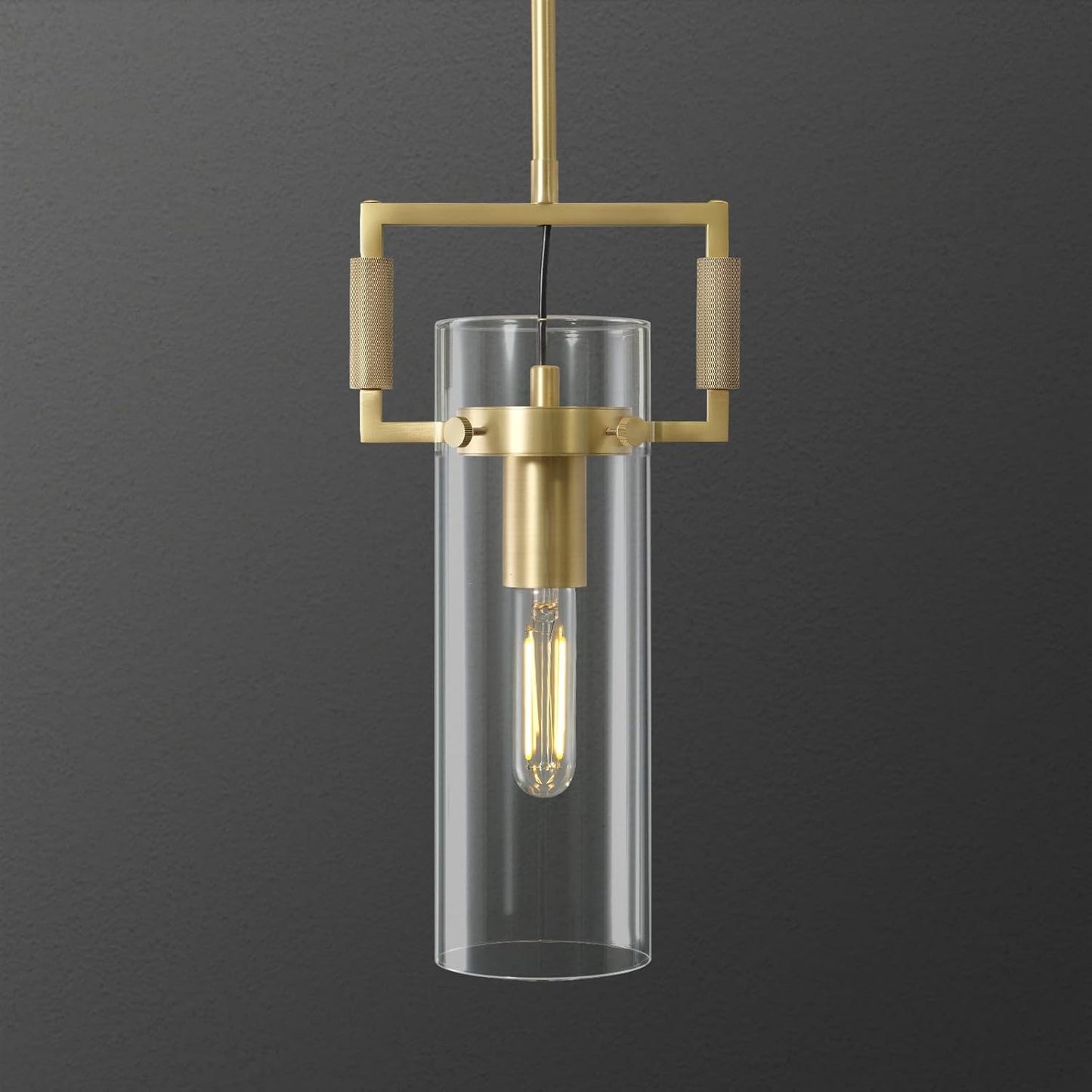 Brass Pendant Lights Kitchen Island, Modern Gold Pendant Lights 2 Pack,12Inch Glass Knurled Kitchen Pendant Lighting Over Island,Farmhouse Island Lights For Kitchen Sink,Bathroom,Bedroom,Dinning Table