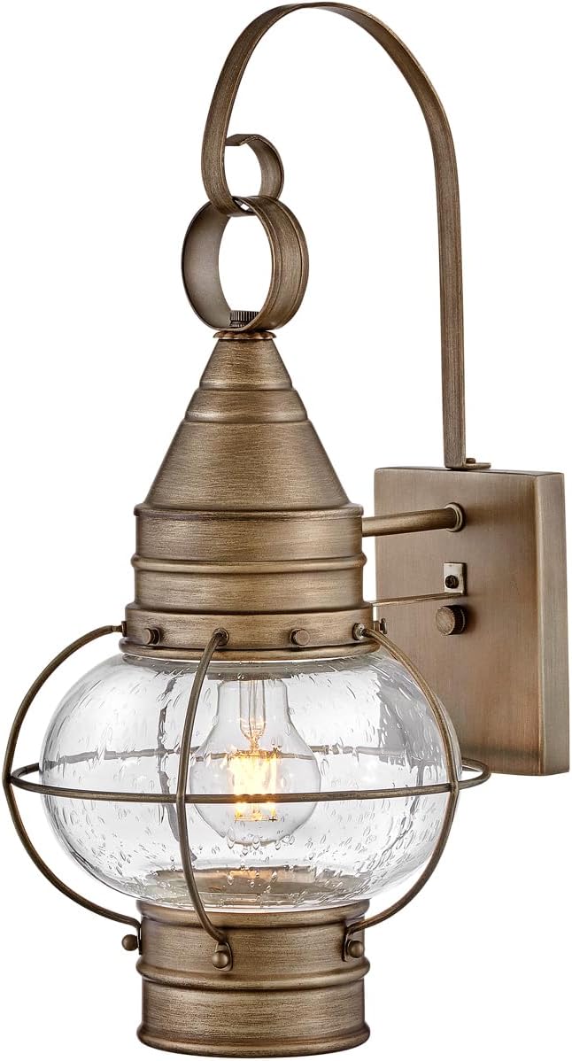 Hinkley Cape Cod 2200DZ Medium Wall Mount Onion Lantern - Clear Seedy Glass, Wet Rated - Aged Zinc