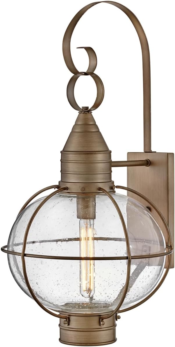 Hinkley Cape Cod 2200DZ Medium Wall Mount Onion Lantern - Clear Seedy Glass, Wet Rated - Aged Zinc