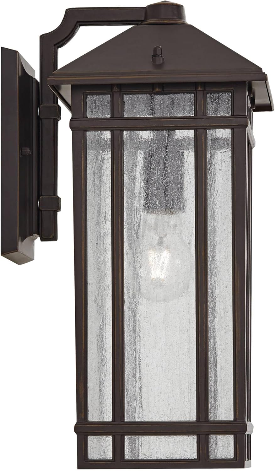 kathy ireland Sierra Craftsman 16 1/2" High Farmhouse Rustic Outdoor Wall Light Fixture Mount Porch House Exterior Outside Lantern Set of 2 Weatherproof Oil Rubbed Bronze Metal Seeded Glass Shade