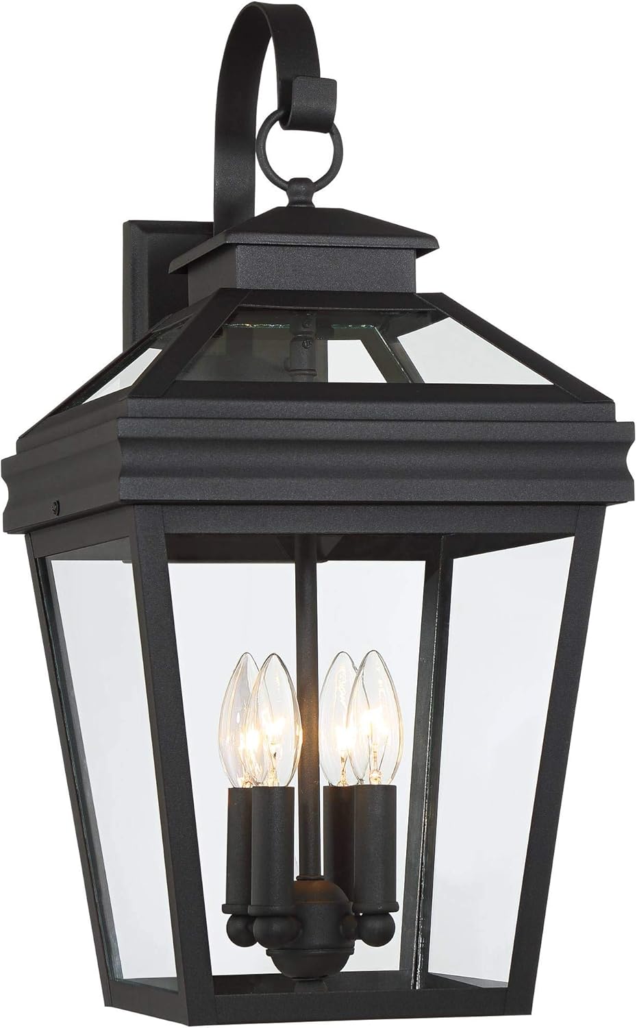John Timberland Stratton Street Traditional Outdoor Wall Light Fixture Textured Black Lantern 22" Clear Glass for Exterior House Porch Patio Outside Deck Garage Yard Front Door Garden Home