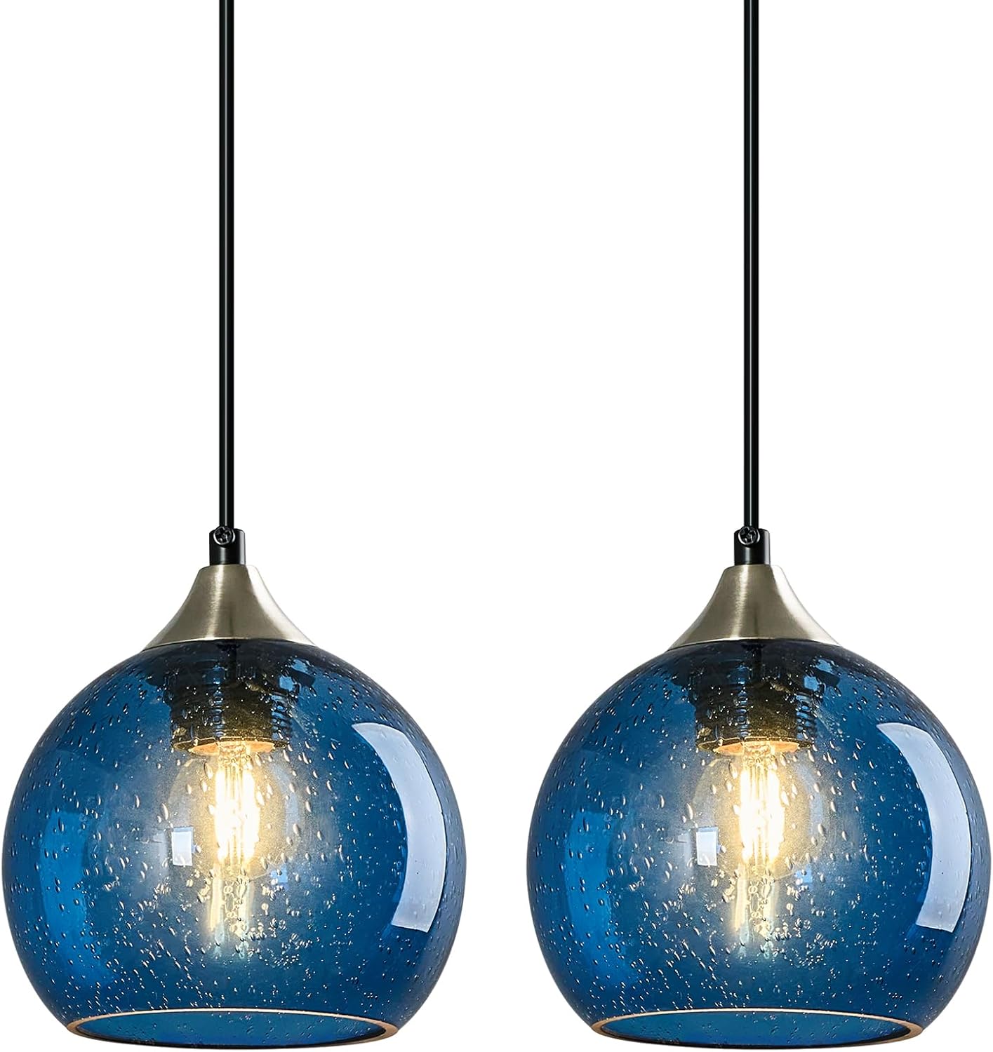 Gray Green Glass Pendant Lights Kitchen Island Lighting Globe Pendant Light Fixtures Modern Pendant Lighting for Kitchen Island Bedroom Living Dining Room Light Fixture(9.84in, 3-Pack)