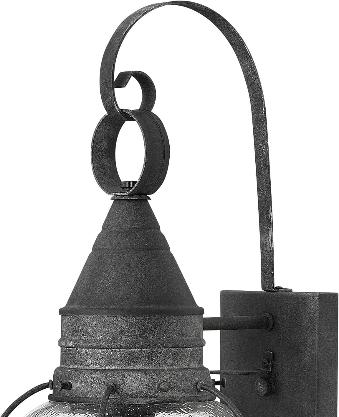 Hinkley Cape Cod 2200DZ Medium Wall Mount Onion Lantern - Clear Seedy Glass, Wet Rated - Aged Zinc