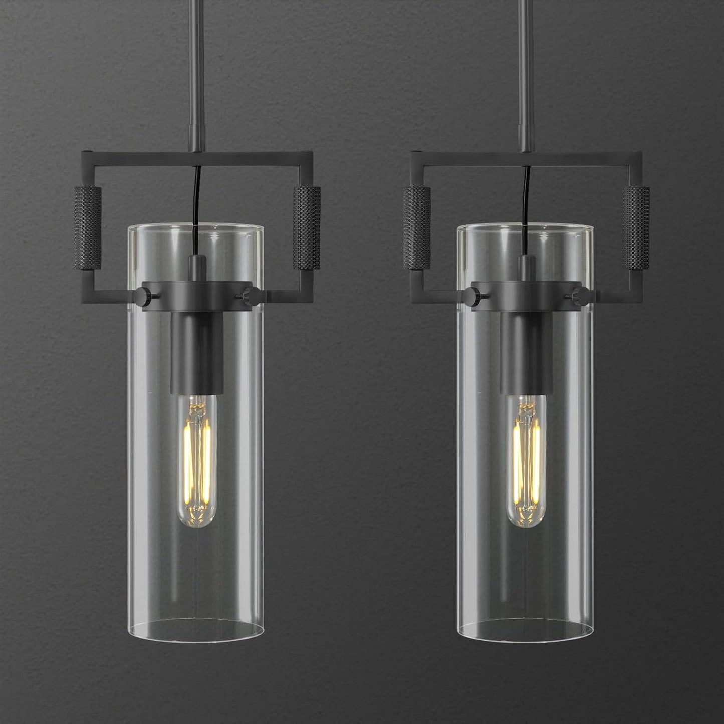 Brass Pendant Lights Kitchen Island, Modern Gold Pendant Lights 2 Pack,12Inch Glass Knurled Kitchen Pendant Lighting Over Island,Farmhouse Island Lights For Kitchen Sink,Bathroom,Bedroom,Dinning Table