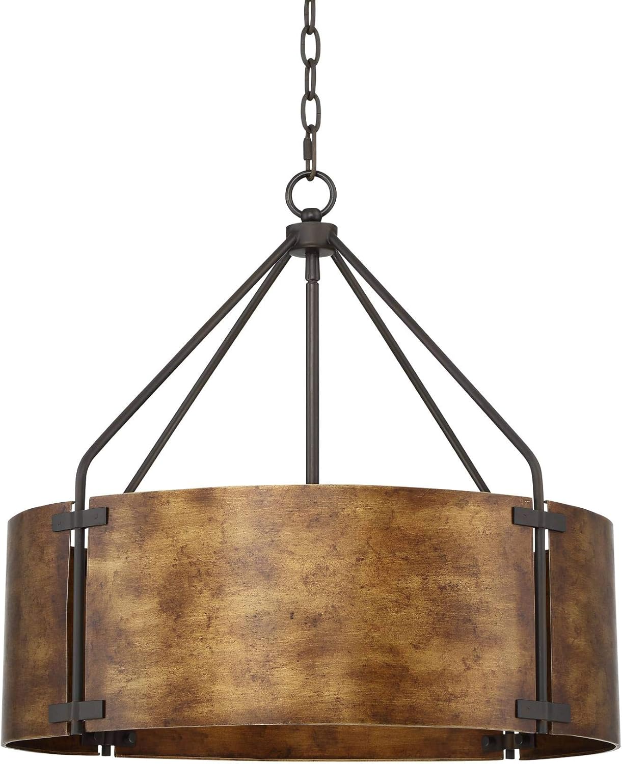 Possini Euro Design Pendant Light Fixture - 4 Light, Bronze Drum Shade, Rustic Industrial Pendant Light for Kitchen Islands, Living Rooms, Foyers, and Bedrooms - 22" Wide, 21 1/2" High