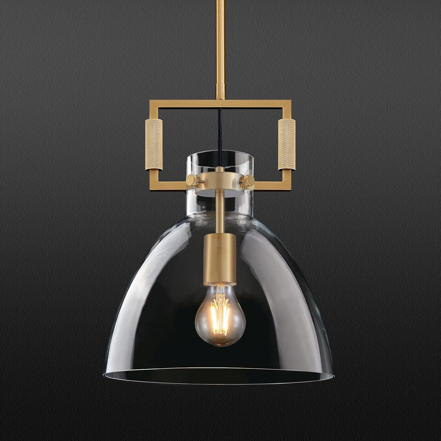 Mondern Large Brass Kitchen Island Pendant Light, 14 '' W 1-Light Glass and Gold Island Pendant Lights,Farmhouses Pendant Light, for Kitchen,Dining Room,Bathroom,Included 2 Bulb