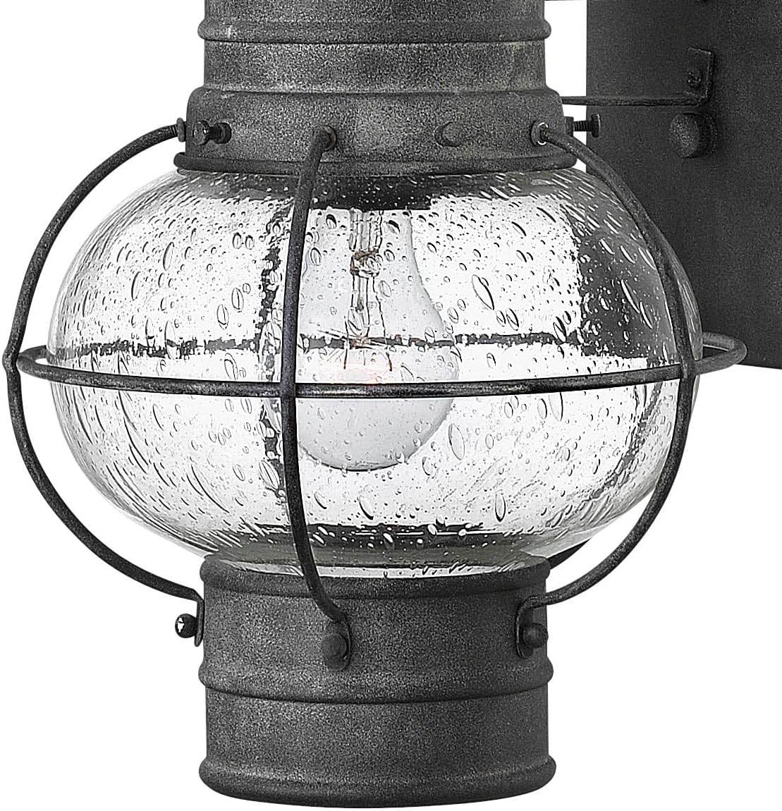 Hinkley Cape Cod 2200DZ Medium Wall Mount Onion Lantern - Clear Seedy Glass, Wet Rated - Aged Zinc